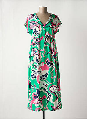 Robe longue manches courtes manches courtes vert ÉTYMOLOGIE femme