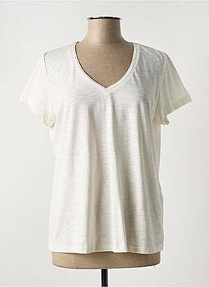 T-shirt col v manches courtes beige ÉTYMOLOGIE femme