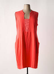 Robe mi-longue tissage crêpe sans manche rouge MALOKA femme