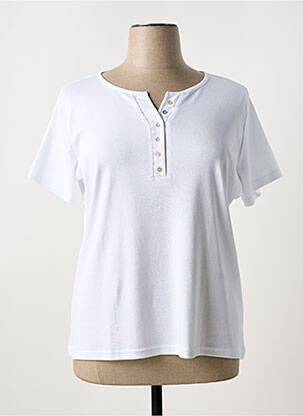T-shirt col v manches courtes blanc I.ODENA femme