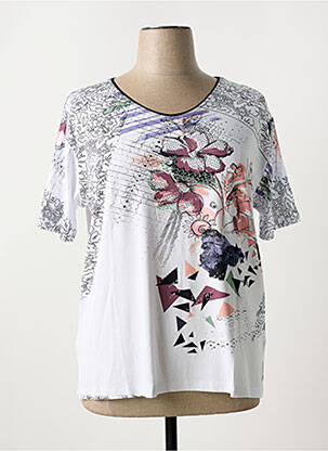 T-shirt sérigraphie avec strass manches courtes blanc HC MHC femme