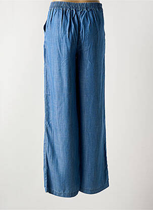 Pantalon large fermeture zippée sous rabat boutonné taille normale bleu MD'M femme