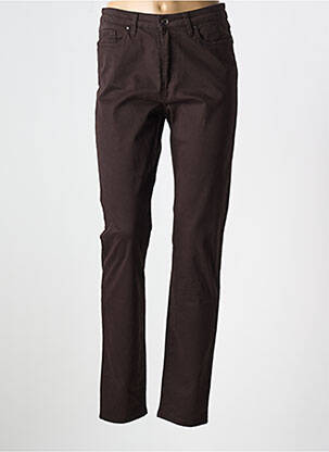Pantalon slim tissage popeline taille normale marron LCDN femme