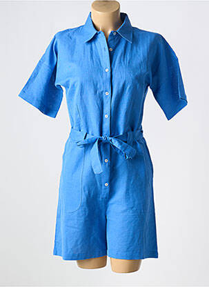 Combishort fermeture boutonnée sur le devant manches courtes bleu C'EST BEAU LA VIE femme