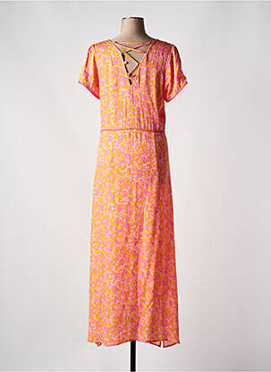 Robe longue imprimé fantaisie manches courtes orange EVA KAYAN femme
