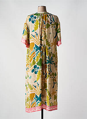 Robe longue imprimé fantaisie manches courtes vert JC.SOPHIE femme