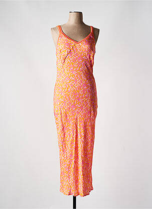 Robe mi-longue imprimé fantaisie fines bretelles orange EVA KAYAN femme