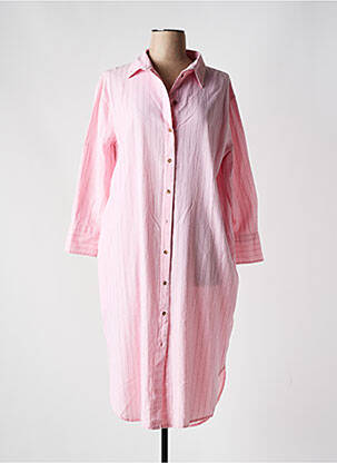 Robe longue imprimé fantaisie manches longues rose HOD femme