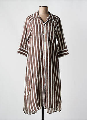 Robe longue manches longues manches longues marron ESCAPADE femme