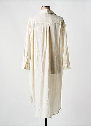 Robe mi-longue imprimé fantaisie manches longues beige HOD femme