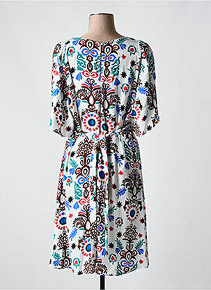 Robe mi-longue coupe fluide manches courtes blanc C'EST BEAU LA VIE femme