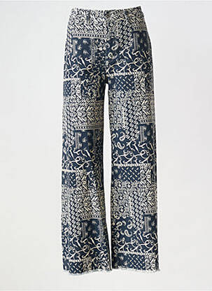Pantalon droit fermeture zippée sous rabat boutonné bleu MAISON HOTEL femme