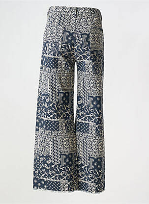 Pantalon droit fermeture zippée sous rabat boutonné bleu MAISON HOTEL femme