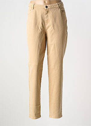 Pantalon 7/8 fermeture zippée sous rabat boutonné beige ONE STEP femme