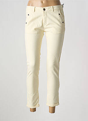 Pantalon 7/8 fermeture zippée sous rabat boutonné beige HOD femme