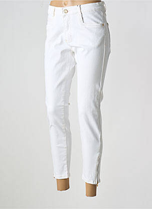 Pantalon 7/8 fermeture zippée sous rabat boutonné blanc PARA MI femme