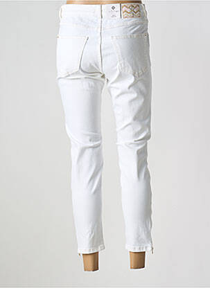 Pantalon 7/8 fermeture zippée sous rabat boutonné blanc PARA MI femme