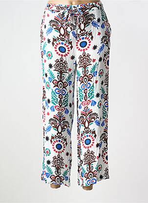 Pantalon droit taille élastique blanc C'EST BEAU LA VIE femme