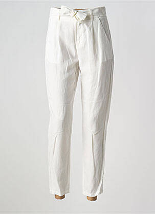 Pantalon 7/8 fermeture zippée sous rabat boutonné blanc ONE STEP femme