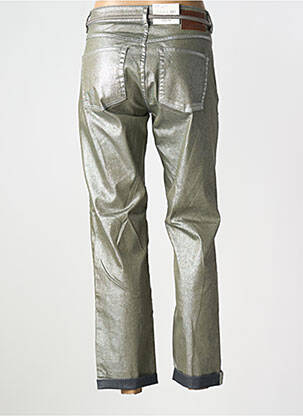 Pantalon droit fermeture zippée sous rabat boutonné argent PARA MI femme