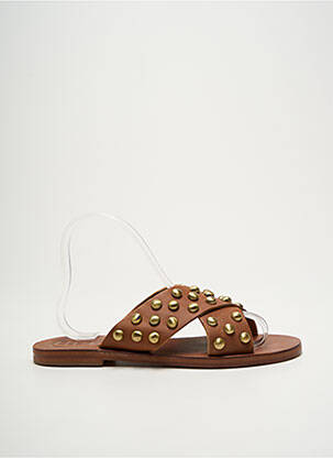 Mules/sabots matière lisse talon plat jusqu'à 3cm marron VIRGINIE DARLING femme