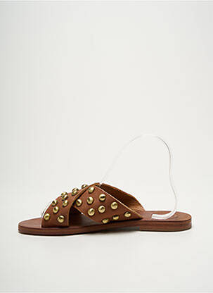 Mules/sabots tissage satiné talon plat jusqu'à 3cm marron VIRGINIE DARLING femme