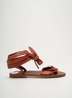 Tongs fermeture lacets talon plat jusqu'à 3cm marron VIRGINIE DARLING femme