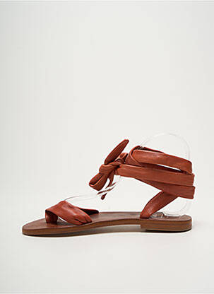 Tongs fermeture lacets talon plat jusqu'à 3cm marron VIRGINIE DARLING femme