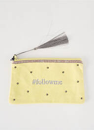 Pochette effet matière satinée jaune PETITE MENDIGOTE femme