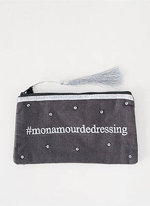 Trousse effet matière satinée gris PETITE MENDIGOTE femme
