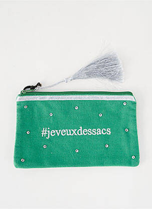 Trousse effet matière satinée vert PETITE MENDIGOTE femme