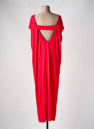 Robe longue tissage popeline manches courtes rose MAEVY femme