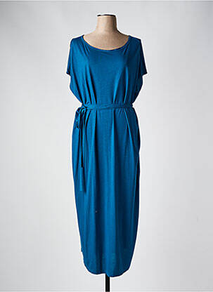 Robe mi-longue manches courtes manches courtes bleu MAEVY femme