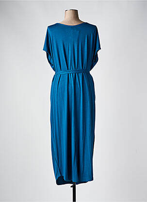 Robe mi-longue manches courtes manches courtes bleu MAEVY femme