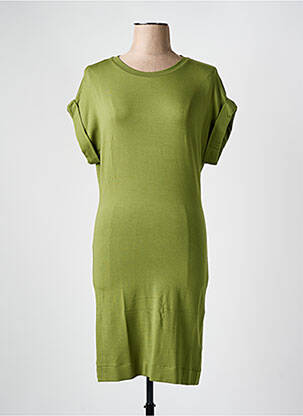 Robe mi-longue manches courtes manches courtes vert MAJESTIC FILATURES femme