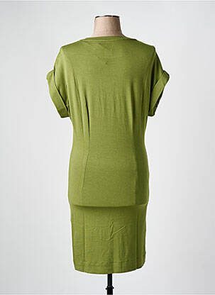 Robe mi-longue manches courtes manches courtes vert MAJESTIC FILATURES femme