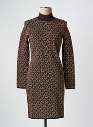 Robe mi-longue imprimé fantaisie manches longues marron MICHAEL KORS femme