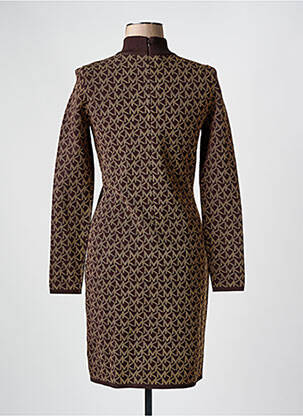 Robe mi-longue imprimé fantaisie manches longues marron MICHAEL KORS femme