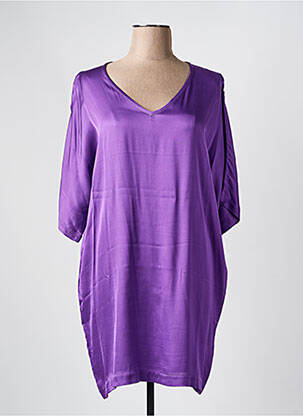 Robe mi-longue manches 3/4 manches 3/4 violet MAEVY femme