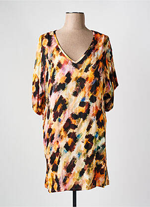 Robe courte manches 3/4 manches 3/4 orange MAEVY femme