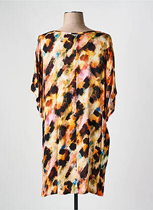 Robe courte manches 3/4 manches 3/4 orange MAEVY femme