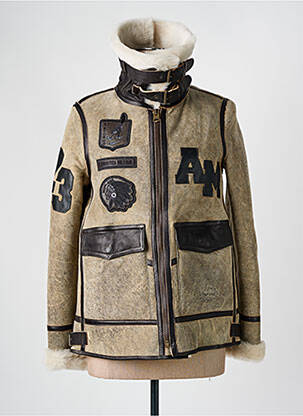 Blouson col col montant beige AERONAUTICA femme