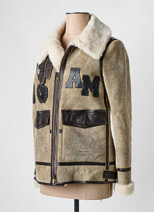 Blouson col col montant beige AERONAUTICA femme