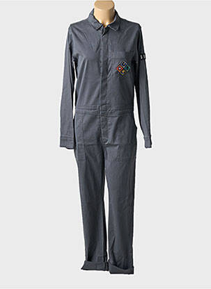 Combi-pantalon fermeture boutonnée sur le devant manches longues gris FIVE femme