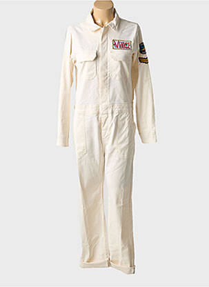 Combi-pantalon fermeture boutonnée sur le devant manches longues beige FIVE femme