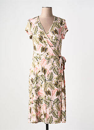 Robe mi-longue imprimé fleurs manches courtes rose SCOTTAGE femme
