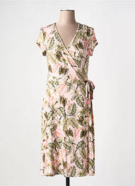 Robe mi-longue imprimé fleurs manches courtes rose SCOTTAGE femme