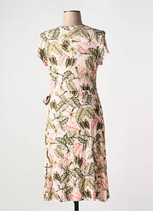 Robe mi-longue imprimé fleurs manches courtes rose SCOTTAGE femme