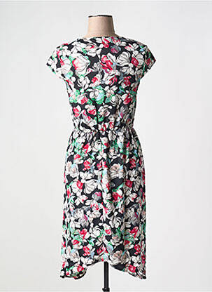 Robe mi-longue imprimé fleurs manches courtes noir BCBGMAXAZRIA femme