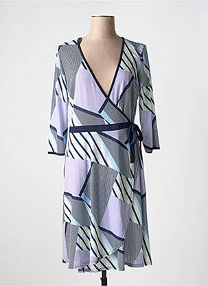 Robe mi-longue manches 3/4 manches 3/4 bleu SCOTTAGE femme